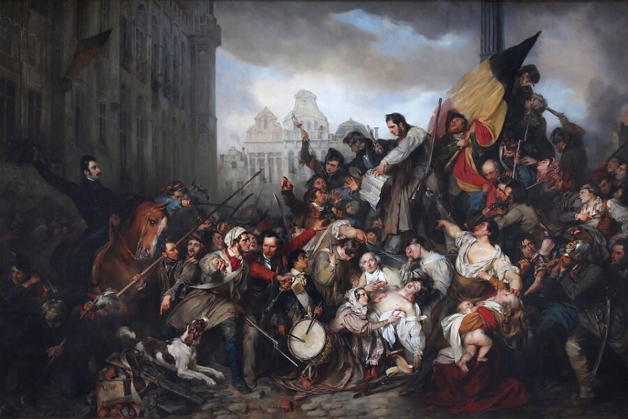 Belgische separatisten op de Grote Markt van Brussel (1830)