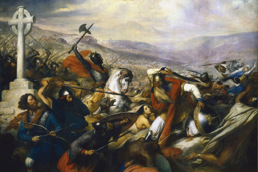Karel Martel in de Slag bij Poitiers (732)