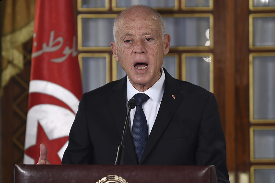 De Tunesische president Kais Saied.