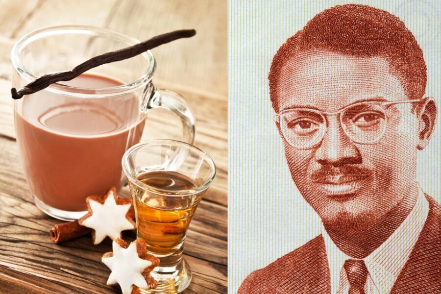 Patrice Lumumba met het naar hem vernoemde drankje.
