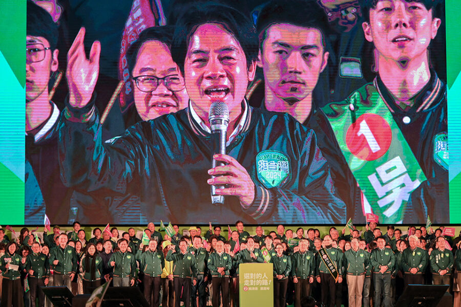 Presidentskandiaat Lai Ching-te (DPP) tijdens zijn verkiezingscampagne.
