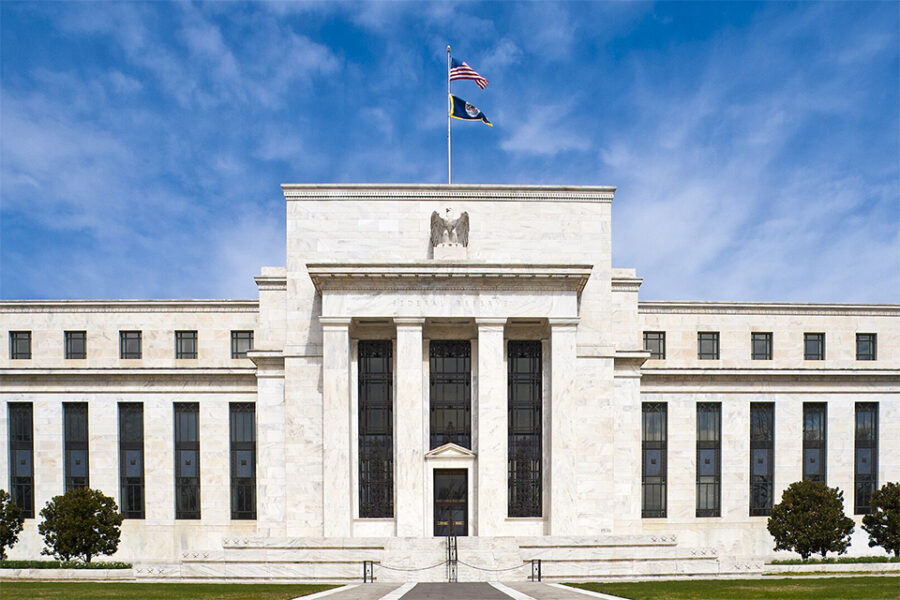 Het hoofdkwartier van de Amerikaanse centrale bank (Federal Reserve) in
Washington.