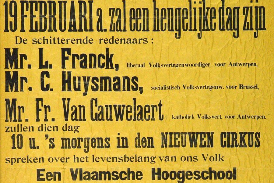 Franck, Huysmans en Van Cauwelaert waren de indieners van het wetsvoorstel voor
de vernederlandsing van de universiteit van Gent