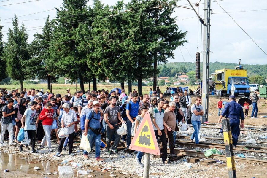 Immigranten aan de Griekse grens.