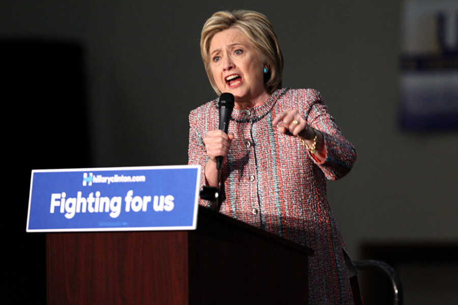 Hillary Clinton tijdens een toespraak in 2016.