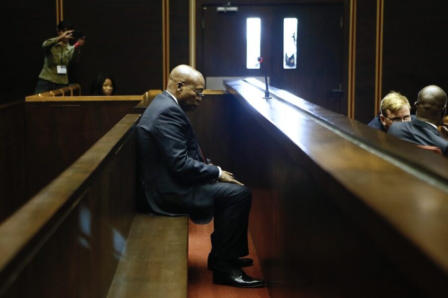 Jacob Zuma in de rechtbank, veroordeeld in 2018.