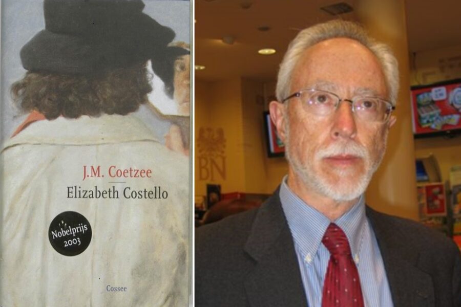 Voorplat van boek Elizabeth Costello (links) en auteur J.M. Coetzee (rechts).
