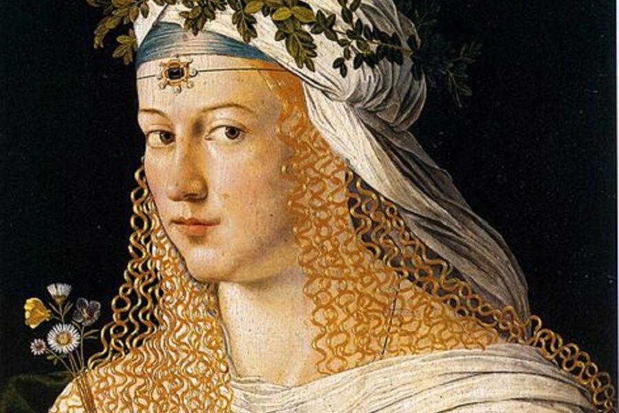 Lucrezia Borgia (1480-1519) geschilderd door Bartolomeo Veneto