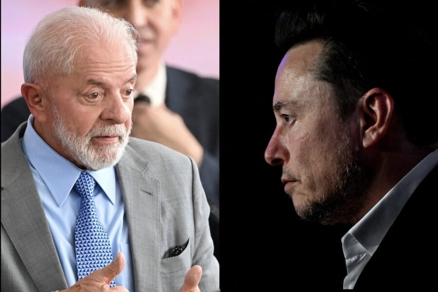 President Lula da Silva (l) en Elon Musk (r), wiens X-werknemers in Brazilië in
de cel dreigen te belanden…